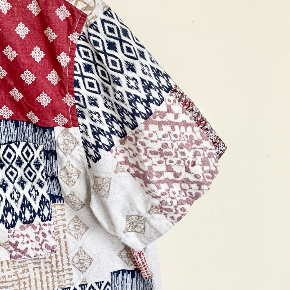 New American Eagle Flex Patchwork Print Short Sle… - image 5